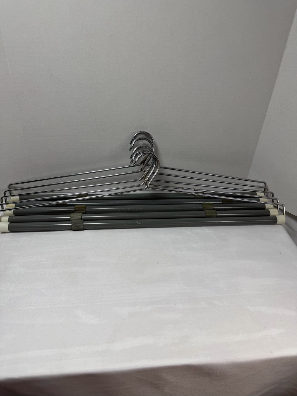 5 Blanket Linen Tablecloth Hangers Wide Heavy Duty 22.5”, Silver Metal Vintage